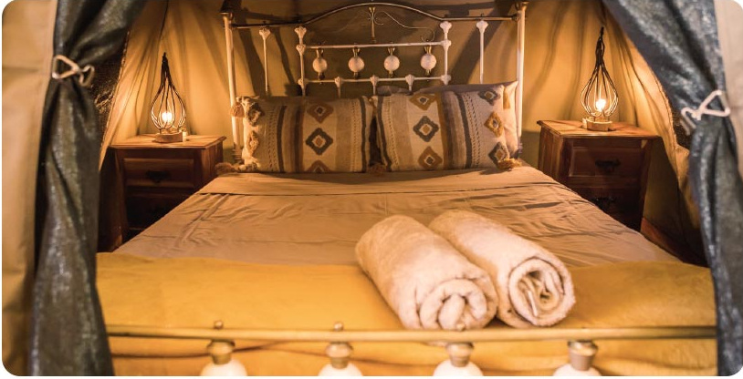 Prepared glamping bed