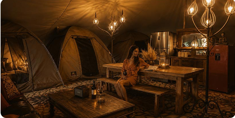 Full glamping communal space